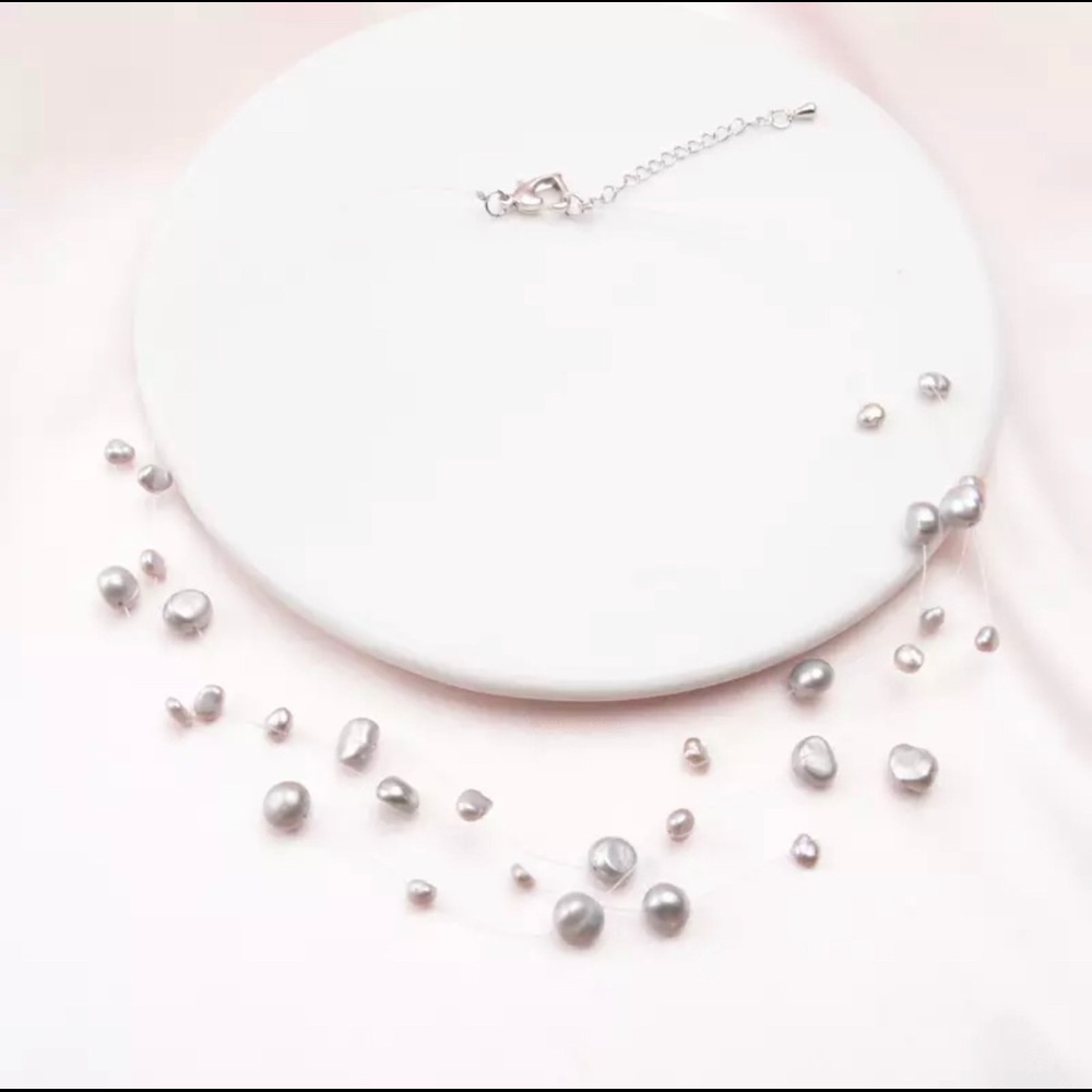 Triple Layer Cultured Baroque Pearl Necklace - Picture 2 of 14